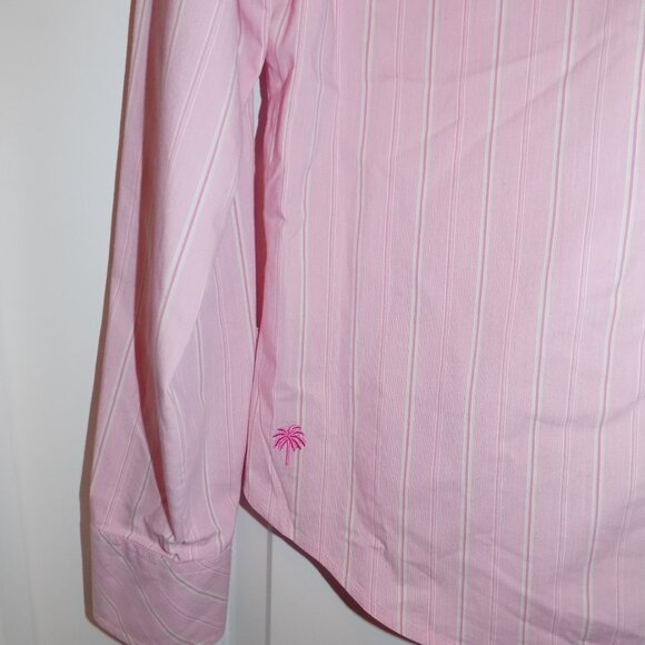 Vintage LILLY PULITZER White Label Pink Buttondown Shirt Striped Stretch Sz 10 - Picture 3 of 7